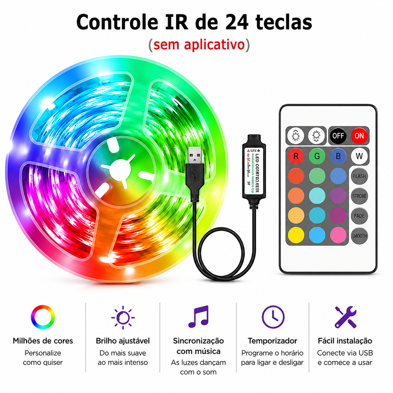 VELTRIX AuraRGB™ | Fita LED Inteligente RGB com Controle por Aplicativo