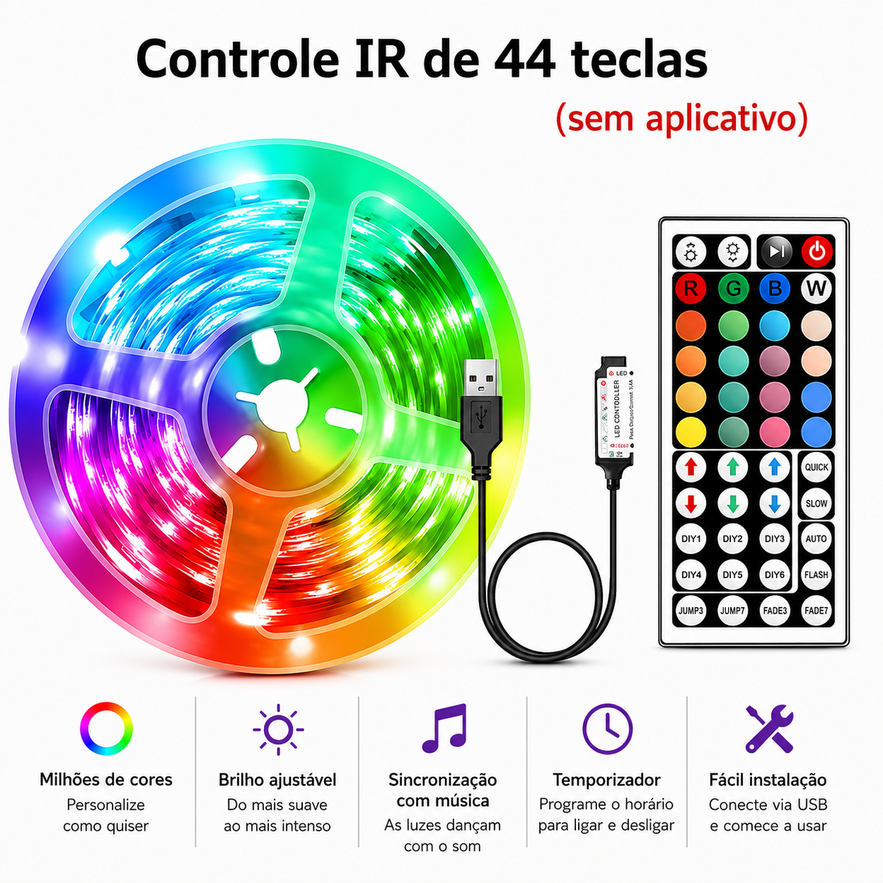 VELTRIX AuraRGB™ | Fita LED Inteligente RGB com Controle por Aplicativo